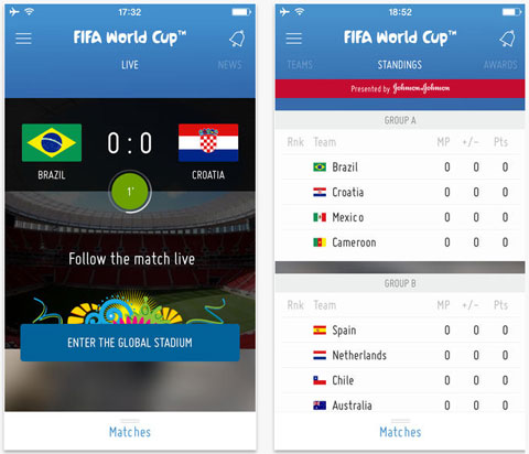 Cách cập nhật nhanh thông tin world cup bằng ứng dụng di động