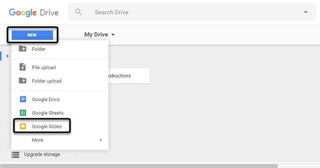 How to use google slide to create a new presentation