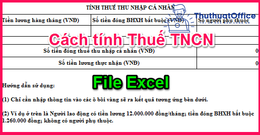 công thức tính thuế TNCN excel