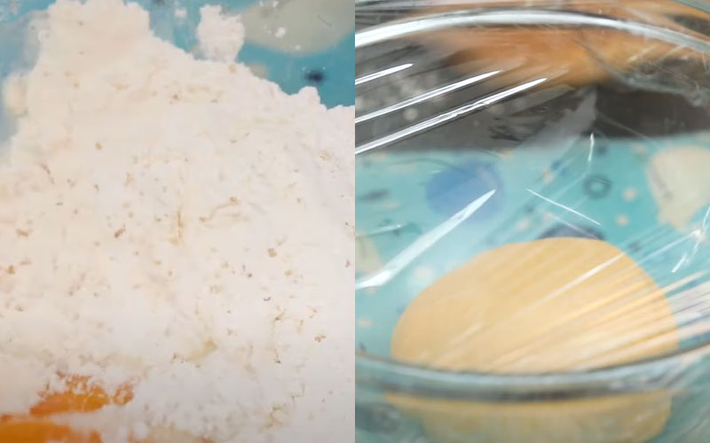 Trộn bột để làm bánh rán đường