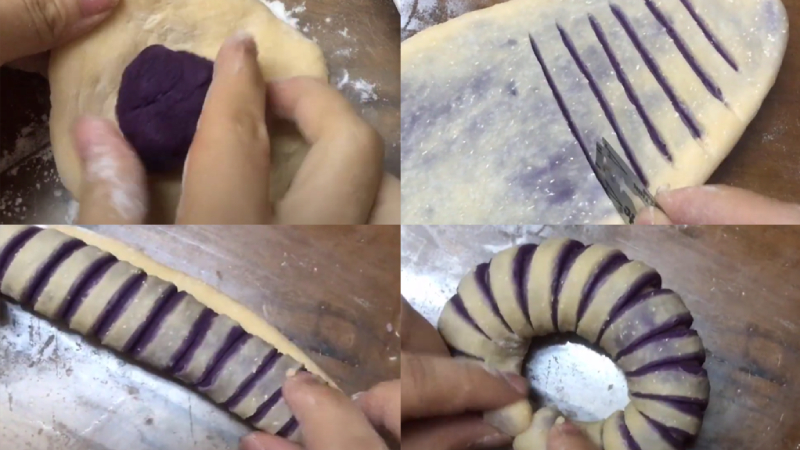 Tạo hình bánh mì khoai lang tím